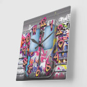 グラフィティ地下鉄 スクエア壁時計 (傾斜)