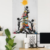 グラフィティ子供登山書籍 – 都市の抗議 ポスター (ホームオフィス)