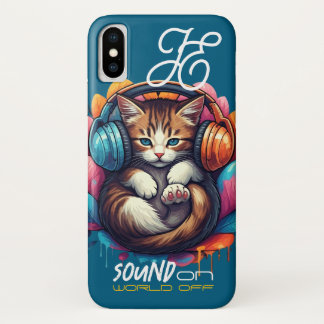 グラフィティ子猫ビブケース – ブラウン虎猫 iPhone X ケース