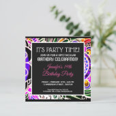 グラフィティ抽象芸術フラワー誕生日招待状 招待状 (スタンド正面)