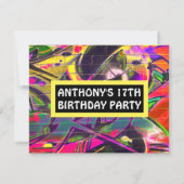グラフィティ抽象芸術文字誕生日招待状 招待状 (裏面)