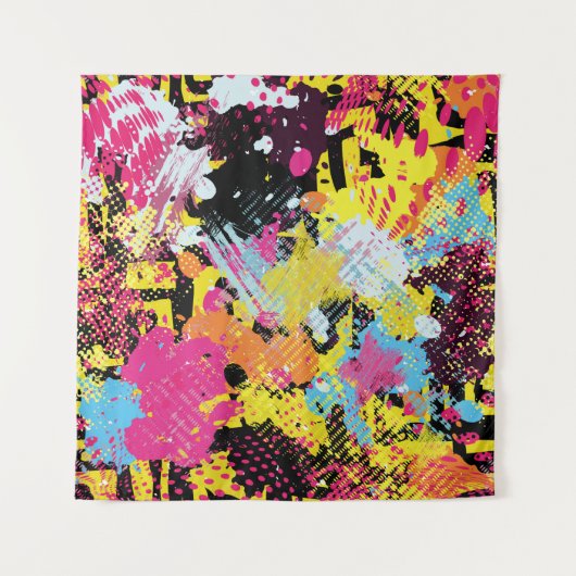 グラフィティ明るいシサイケデリックームレスパターンイラス タペストリー (正面)