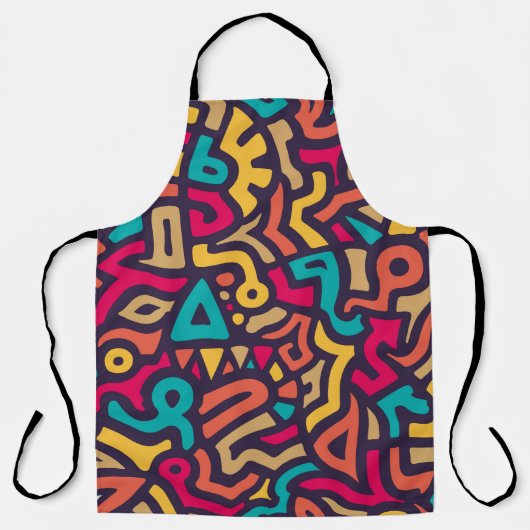 グラフィティ曲線シェイプを使用したシームレスなパターン。混合o エプロン (正面)