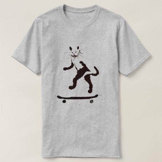 グラフィティ猫スケートボーダーTシャツ Tシャツ (デザイン正面)