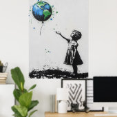 グラフィティ環境通りアートinグリーン&ブルー ポスター (ホームオフィス)