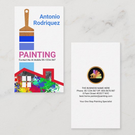 グラフィティ絵を描に対するブ絵を描ラシの青 名刺 (正面/裏面)