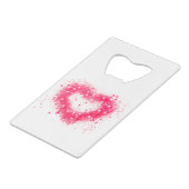 グラフィティ絵を描スプピンクきらめくハートデザイン クレジットカード栓抜き (正面アングル)