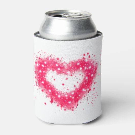 グラフィティ絵を描スプピンクきらめくハートデザイン 缶クーラー (缶正面)