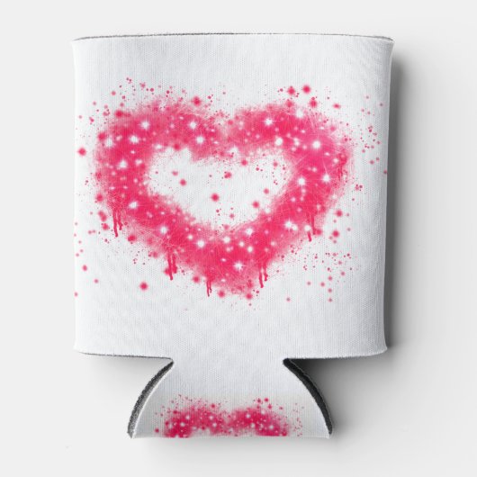 グラフィティ絵を描スプピンクきらめくハートデザイン 缶クーラー (正面)