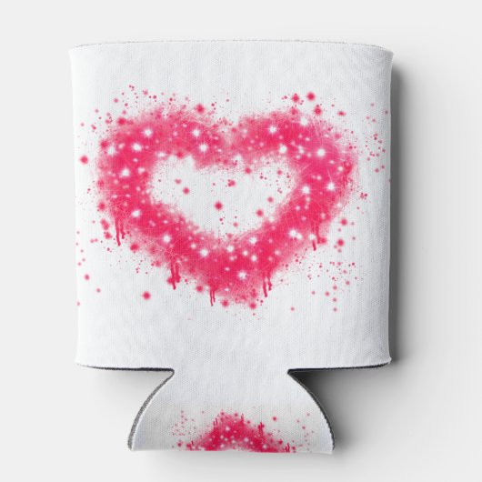 グラフィティ絵を描スプピンクきらめくハートデザイン 缶クーラー (裏面)