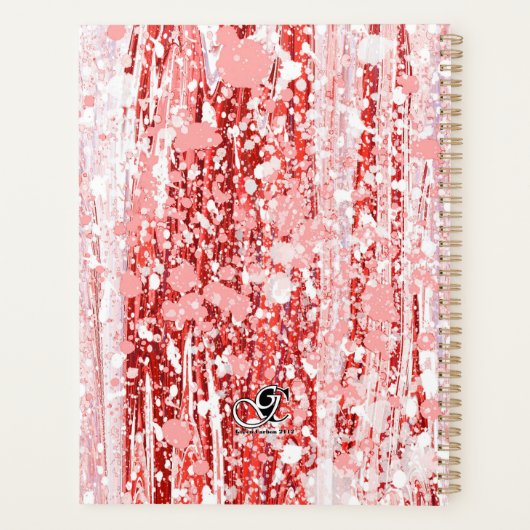 グラフィティ絵を描ハートプロンプピンク&レッドパーソナライズ プランナー手帳 (裏面)