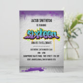 グラフィティ絵を描16誕生日招待状 招待状 (スタンド正面)