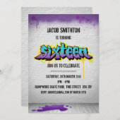 グラフィティ絵を描16誕生日招待状 招待状 (正面/裏面)