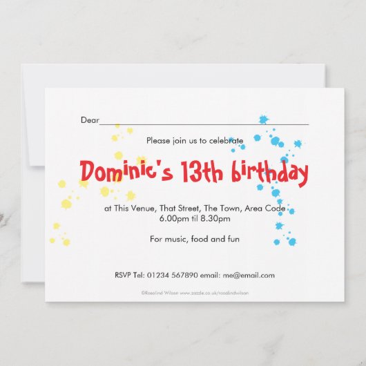 グラフィティ誕生日パーティーの招待 招待状 (裏面)