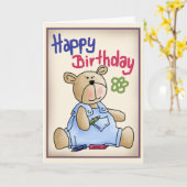 グラフィティ誕生日ベア カード (黄色い花)