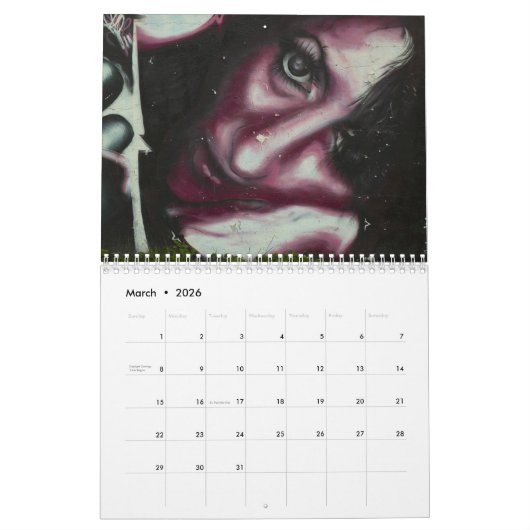 グラフィティ通りアートカレンダー20xx カレンダー (3月 2026)