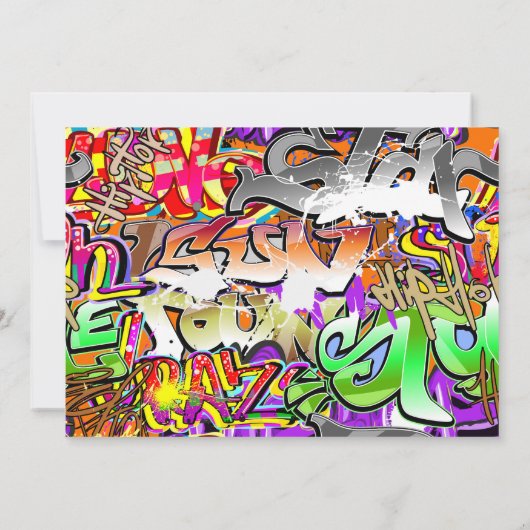 グラフィティ通りアートバー(ユダヤ教の)バル・ミツバーカスタム 招待状 (裏面)