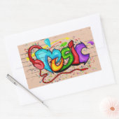 グラフィティ通りアートミュージックステッカー 長方形シール (封筒)