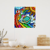 グラフィティ通りアートレインボーウェザーファンキーマンガ ポスター (キッチン)