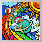 グラフィティ通りアートレインボーウェザーファンキーマンガ ポスター (正面)