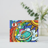 グラフィティ通りアートレインボーウェザーファンキーマンガ ポストカード (スタンド正面)