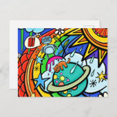 グラフィティ通りアートレインボーウェザーファンキーマンガ ポストカード (正面/裏面)