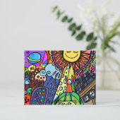 グラフィティ通りアート太陽のヒップス鮮やかスター漫画 ポストカード (スタンド正面)