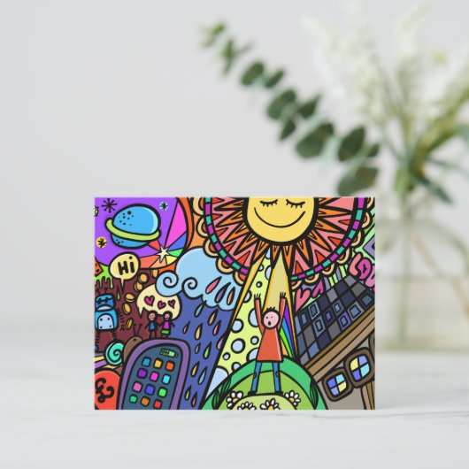 グラフィティ通りアート太陽のヒップス鮮やかスター漫画 ポストカード (スタンド正面)