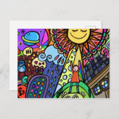 グラフィティ通りアート太陽のヒップス鮮やかスター漫画 ポストカード (正面/裏面)
