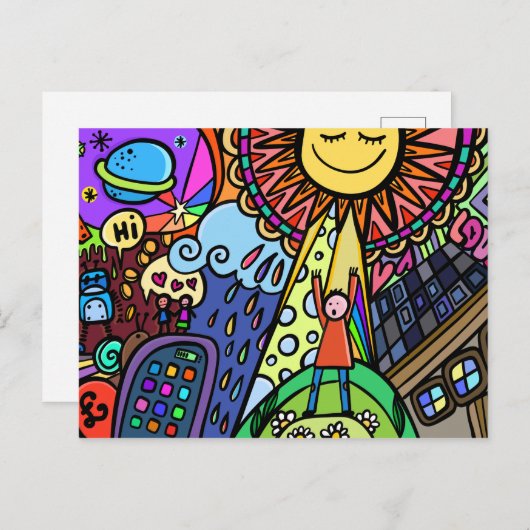 グラフィティ通りアート太陽のヒップス鮮やかスター漫画 ポストカード (正面/裏面)