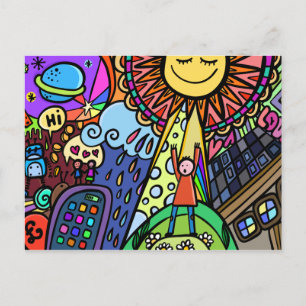 グラフィティ通りアート太陽のヒップス鮮やかスター漫画 ポストカード
