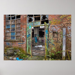 グラフィティ通りアート放棄建物ポスター ポスター