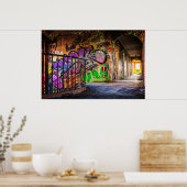 グラフィティ通りアート放棄建物階段 ポスター (キッチン)