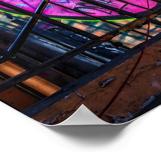 グラフィティ通りアート放棄建物階段 ポスター (角)