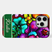 グラフィティ風の花とテントウムシのカスタムデザイン iPhoneケース (裏面横)