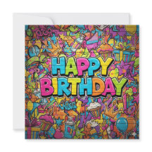 グラフィティ風の誕生日カード
