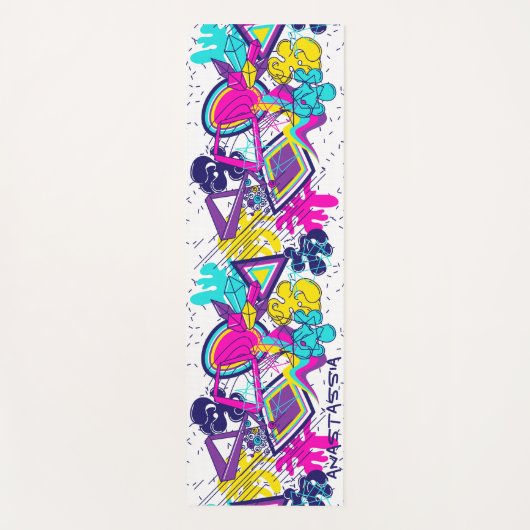 グラフィティ鮮やかアートと名前をカスタムするオプション ヨガマット (正面)