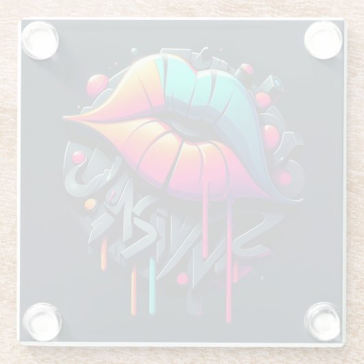 グラフィティ鮮やかスタイルリップカラフル ガラスコースター (裏面)