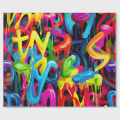 グラフィティ鮮やかドリップ ラッピングペーパー (フラット)