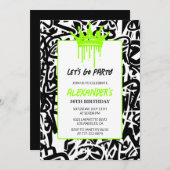 グラフィティ36th誕生日の招待状ヒップホップクラウン 招待状 (正面/裏面)