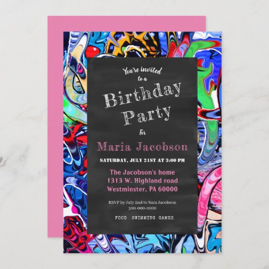 グラフィティ・シャルボードプリンセスパーティー 招待状 (正面/裏面)