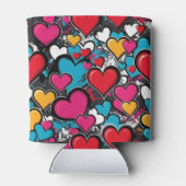 グラフィティ ハート パターン カラフル モノグラム 缶クーラー (裏面)