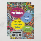 グラフィティ・バースデー・パーティー美術工芸品スプレー絵を描・インヴ 招待状 (正面/裏面)