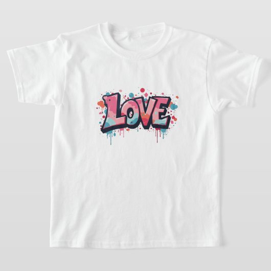 グラフィティ パステル ラブボム Tシャツ (レイダウン)