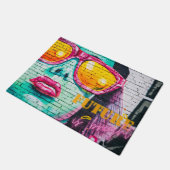 グラフィティ・フューチャーは明るい女の子&サングラス ドアマット (アングル)