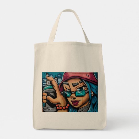 グラフィティ,女の子,カラフル,赤,青,鮮やかプレット トートバッグ (裏面)