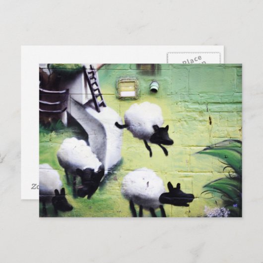グラフィティ/通りアート羊ジャンプ ポストカード (正面/裏面)