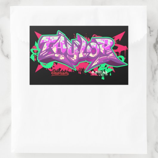 グラフィティ – 長方形ステッカーのテイラーという名前 長方形シール (バッグ)