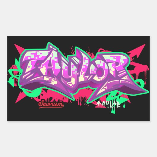 グラフィティ – 長方形ステッカーのテイラーという名前 長方形シール (正面)