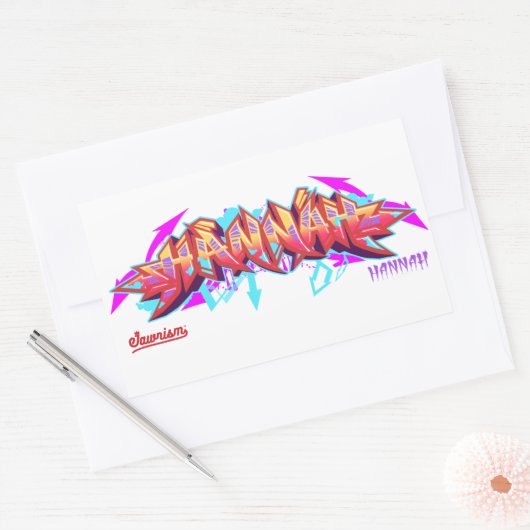 グラフィティ・長方形ステッカーのハンナという名前 長方形シール (封筒)